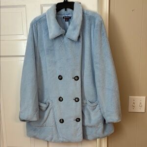 Roaman's Faux Fur Powder Blue Teddy Jacket size 22/24